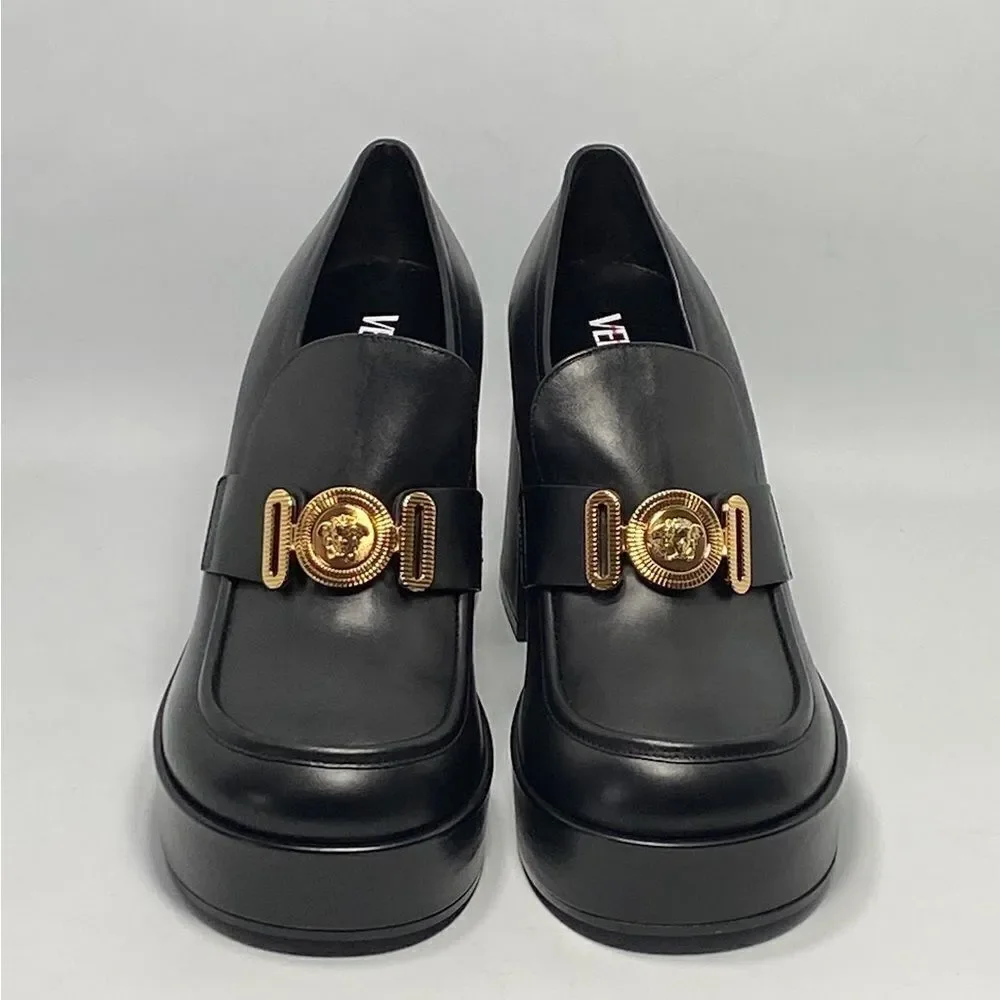 Versace Logo Leather Platform Pumps size 40